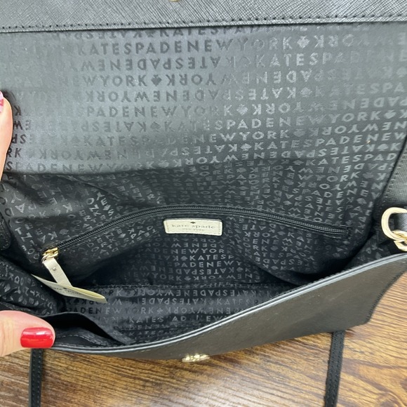 Kate Spade Veronique Kirk Park Black Saffiano Leather Bow Accent Crossbody - Picture 6 of 8